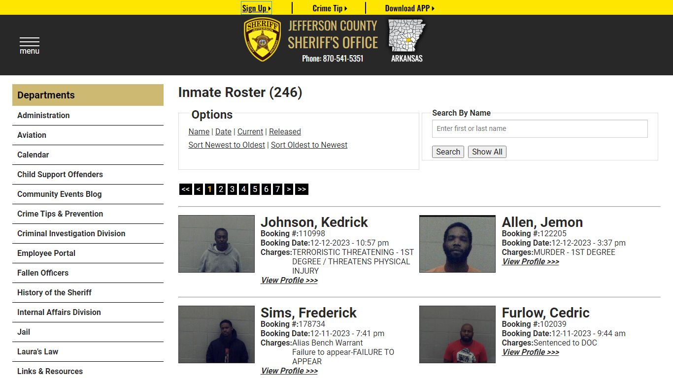 Inmate Roster - Current Inmates Booking Date Descending - Jefferson ...